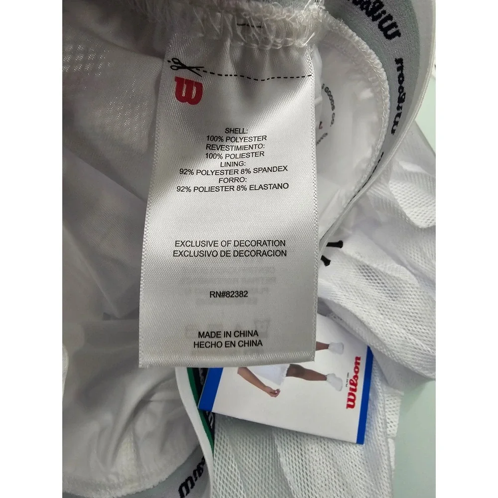 Wilson Girls Mesh Pleated Tennis Skort White Polyester Blend Athletic Size Large